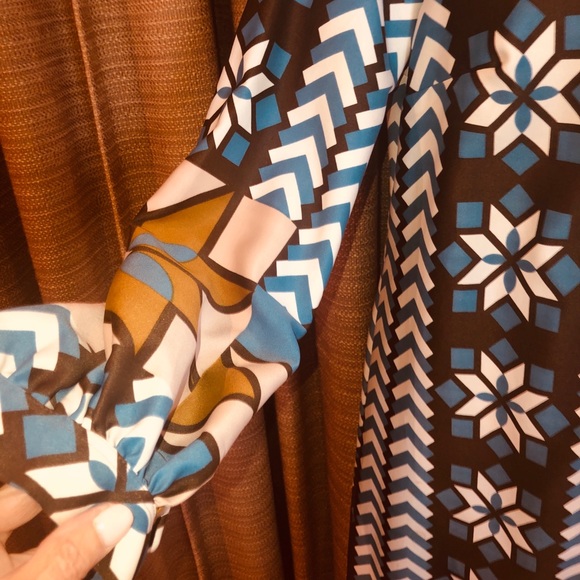 LANVIN VINTAGE Maxi dress bold blues and gold - Picture 5 of 16